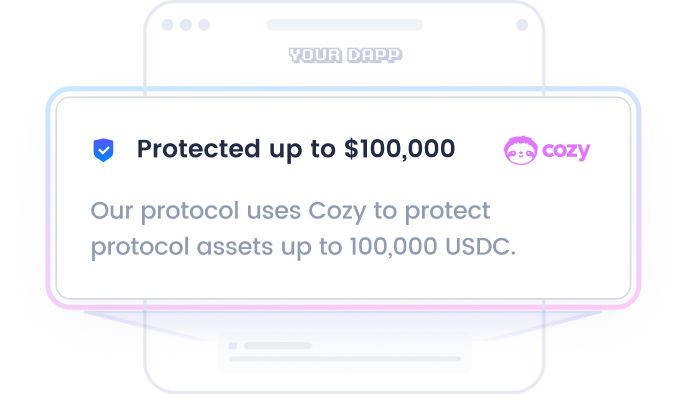A widget displaying that a protocol is protected up to $100,000 using a Cozy Safety Module.