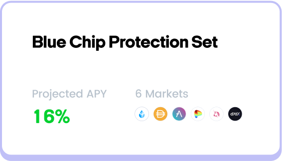 A Blue Chip Protection Set with 16% projected APY and 6 protection markets.